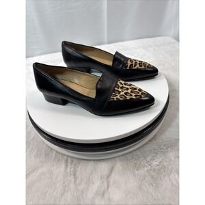 Avellini Italian Leather Loafers Leopard Accents Size 36